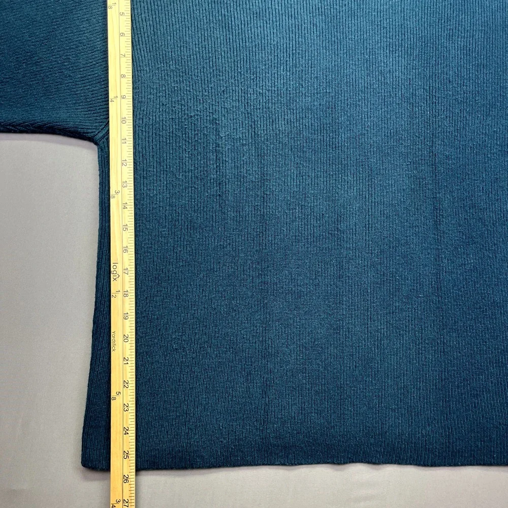 Free People Afterglow Mock Neck Ribbed Pullover Sweater Teal Blue Size Small